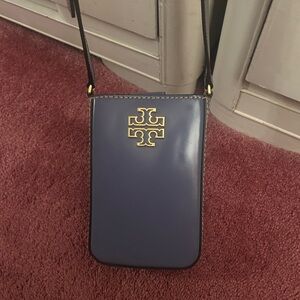 Tory Burch Blue Crossbody with Gold Logo